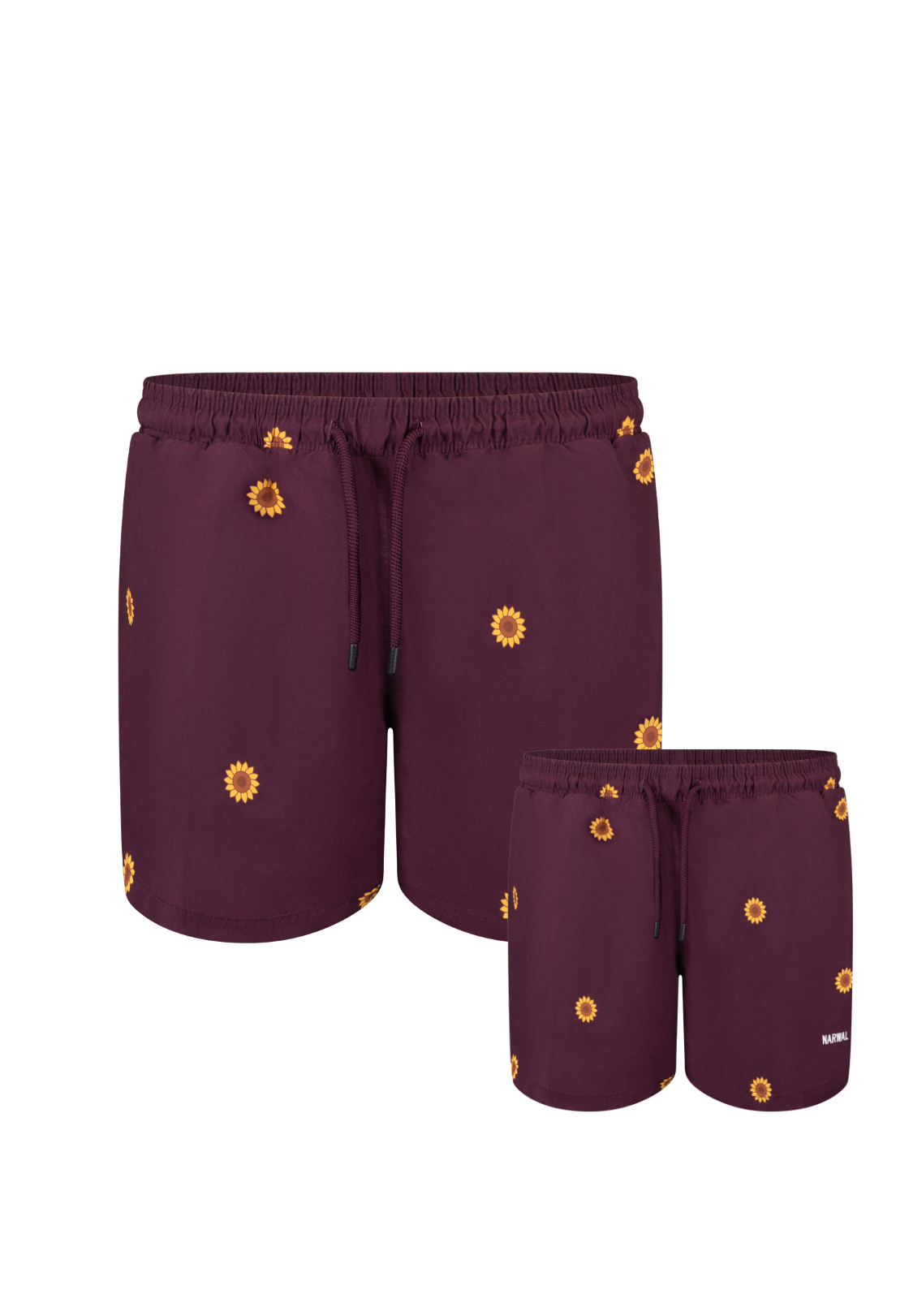 Sunflower Print Father & Son Swim Trunks